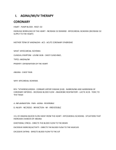 Angina, MI, IV Therapy, Diabetes Lecture Notes