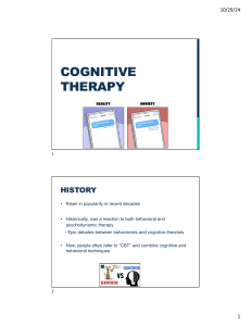 Cognitive Therapy & Third Wave Therapies