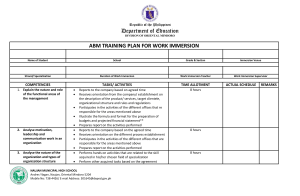 ABM Work Immersion Training Plan