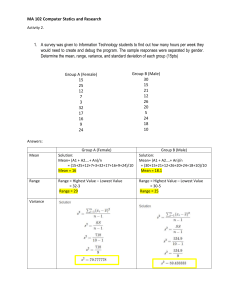 Statistics Activity: Mean, Range, Variance, Standard Deviation