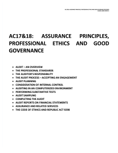 Assurance, Ethics, Governance Reviewer