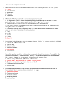 Biochemistry Exam: Proteins, Enzymes, and Metabolism