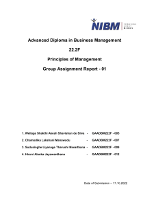 Principles of Management Group Assignment Report