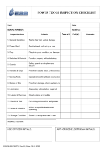 Power Tools Inspection Checklist