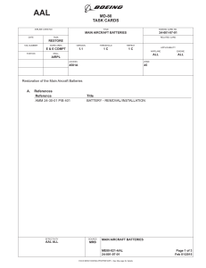 MD-80 Main Aircraft Battery Restoration Task Card