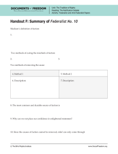 Federalist No. 10 Summary: Factions & Republics