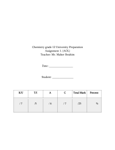 Chemistry Grade 12 Assignment: Organic Chemistry Research