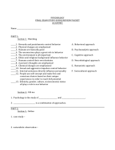 Psychology Final Exam Study Guide