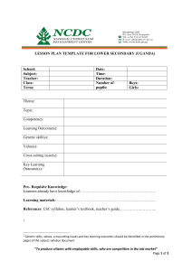 Lesson Plan Template for Lower Secondary (Uganda)