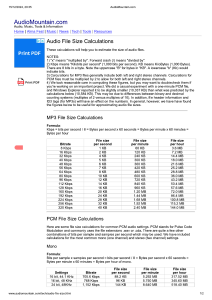 Audio File Size Calculations: MP3 & PCM