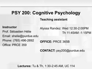 PSY 200 Cognitive Psychology Syllabus