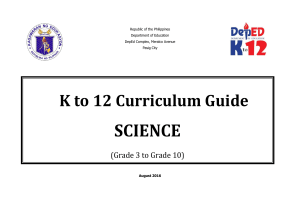 K to 12 Science Curriculum Guide (Grades 3-10)