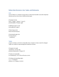 Python Data Structures: Lists, Tuples, Dictionaries