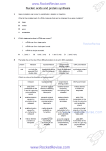 Nucleic Acids & Protein Synthesis Worksheet