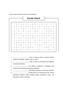 Music Vocabulary Word Search Worksheet