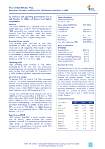 Thai Union 1Q23 Financial Analysis