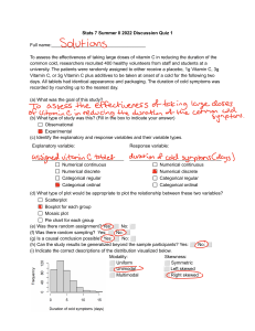 Stats Quiz: Vitamin C Study Analysis