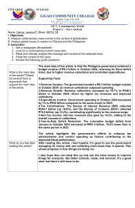 News Analysis Project: Globalization & Philippine Economy