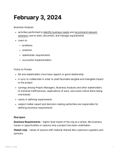 Business Analysis Overview