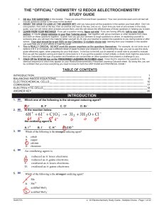 Chemistry 12 Redox & Electrochemistry Study Guide