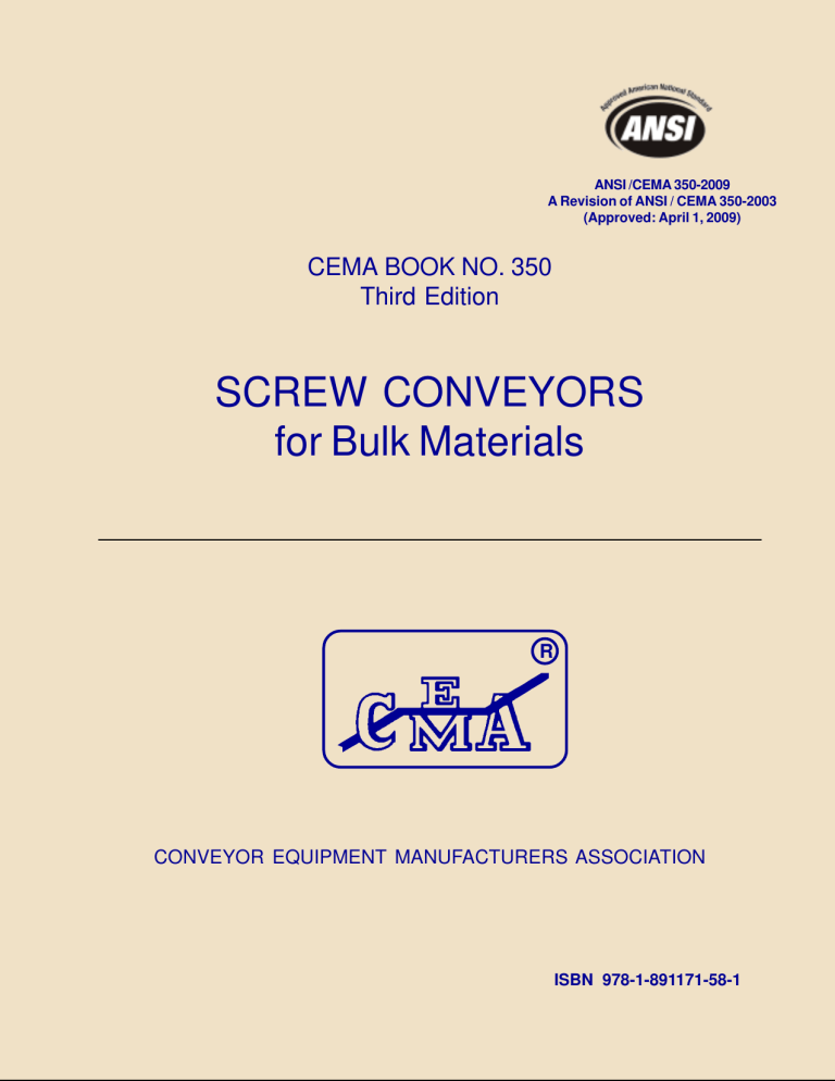Screw Conveyor Standard: CEMA Book 350