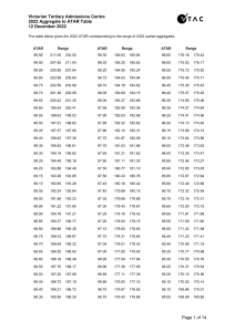 2022 Aggregate to ATAR Table