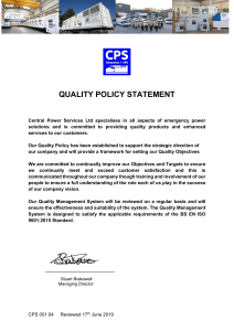 Quality Policy Statement - Central Power Services Ltd