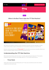 Best Time to Play 777 Slots: Tips & Strategies