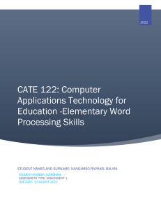 Computer Applications Technology Assignment