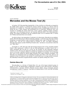 Mercedes A-Class Moose Test Case Study