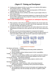 MNE Training & Development: International Assignments