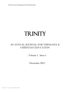 Trinity Journal of Theology & Christian Education