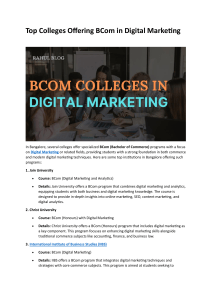 BCom Digital Marketing Colleges in Bangalore