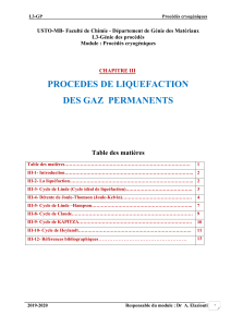 Procédés de liquéfaction des gaz permanents