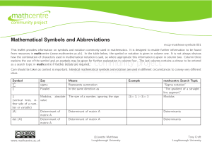 Mathematical Symbols and Abbreviations