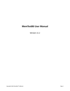 MemTest86 User Manual v11.1: Memory Testing Guide