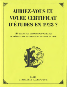 Certificat d'études 1923 : Exercices de français et d'arithmétique