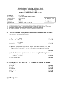 Computer Programming Exam Paper - MATLAB