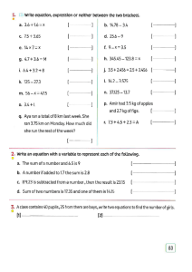 Math Worksheet: Equations & Word Problems