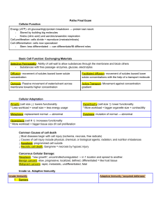 Pathology Study Guide: Cellular Function, Immunity, Imbalances