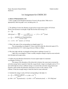 Photochemistry & Ozone Depletion Assignment