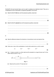 Kirchhoff's Laws & Current Worksheet