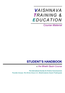 Bhakti Sastri Course Student Handbook