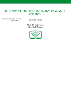 IT Law & Ethics Course Outline