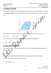 Engineering Mechanics: Moments of Inertia Lecture Notes