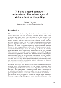 Virtue Ethics in Computing: Advantages for Professionals