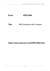 HPE2-B04 Exam Dumps: HPE Solutions with VMware