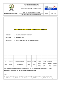 Mechanical Run-In Test Procedure for Karbala Refinery