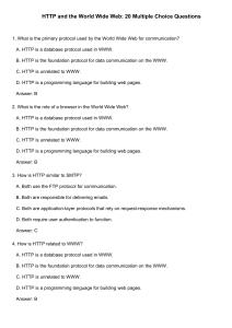 HTTP and WWW Multiple Choice Questions