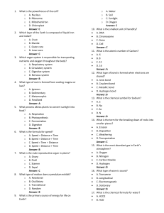 Science Test: Biology, Chemistry, Physics, Earth Science